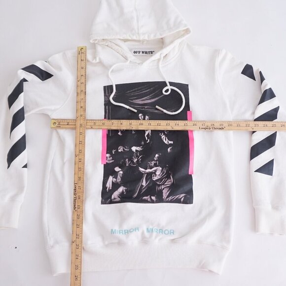 Off-White Caravaggio Hooded Cotton Streetwear Sweatshirt White Size Large - Picture 5 of 16